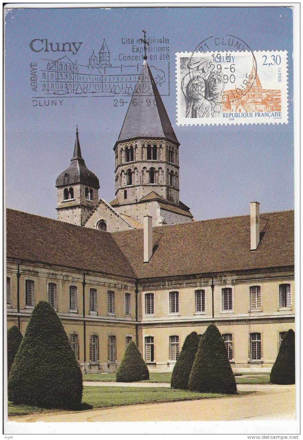 Carte Maximum FRANCE N°Yvert 2657 (CLUNY) Obl Sp FLAMME Ill - 1990-1999