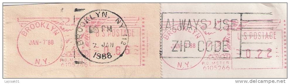 A6 BROOKLYN 1988. Machine Stamp Cut USA - Machine Labels [ATM]