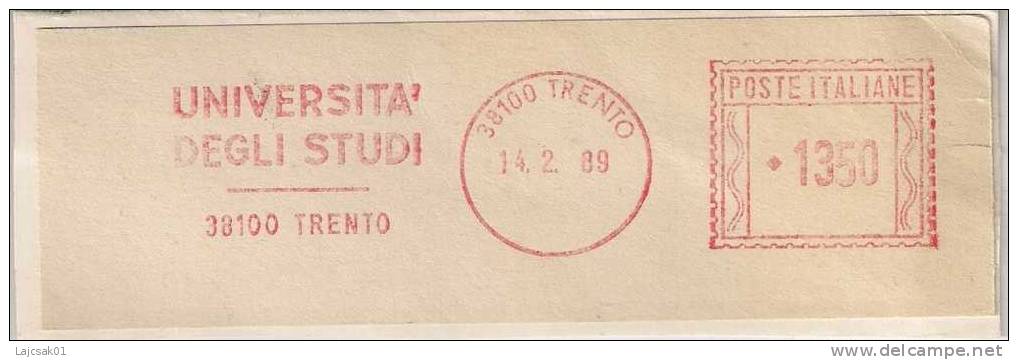 Italy 1989. Machine Stamp ATM Label UNIVERSITA DEGLI STUDI TRENTO University Cut - Frankeermachines (EMA)