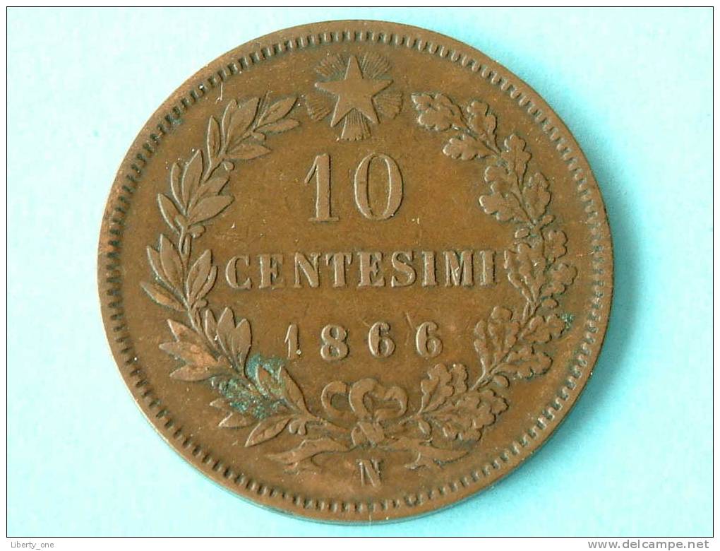 1866 N - 10 CENTESIMI / KM 11.4 ( For Grade, Please See Photo ) ! - 1861-1878 : Victor Emmanuel II