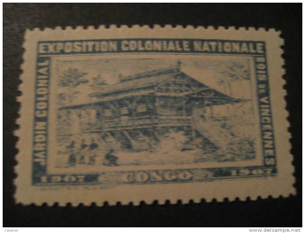 FRANCE 1907 CONGO French Africa Colonies Cocotier Coco Expo Coloniale Bois Vincennes Poster Stamp Label Vignette Vi&ntil - Autres & Non Classés