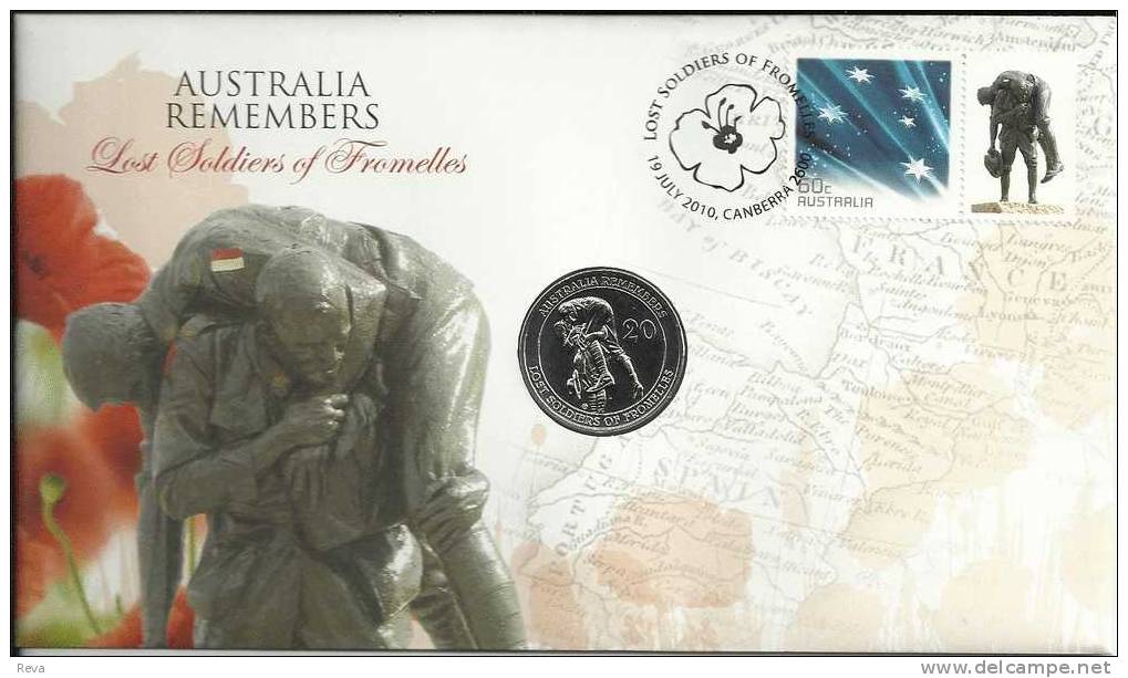 AUSTRALIA 20 CENTS LOST SOLDERS OF FROMELLES FRONT QEII HEAD PNC 2010 UNC YEAR NOT RELEASED READ DESCRIPTION CAREFULLY!! - Other & Unclassified