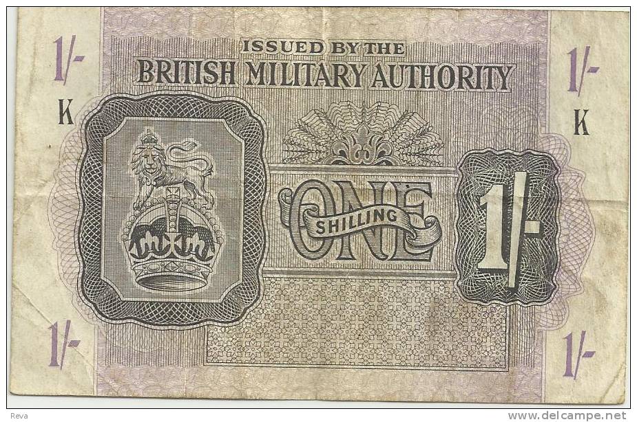 UNITED KINGDOM 1 SHILLING PURPLE LION EMBLEM FRONT & MOTIF BACK SERIES K  ND(1942) PM? READ DESCRIPTION !! - Britse Militaire Autoriteit