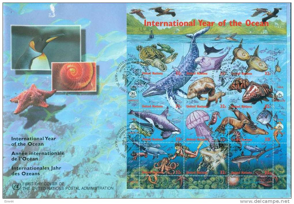 United Nations Unies New York 20 May 1998 Ocean Whale Turtle Fish Medusa Squale Pieuvre - Other & Unclassified