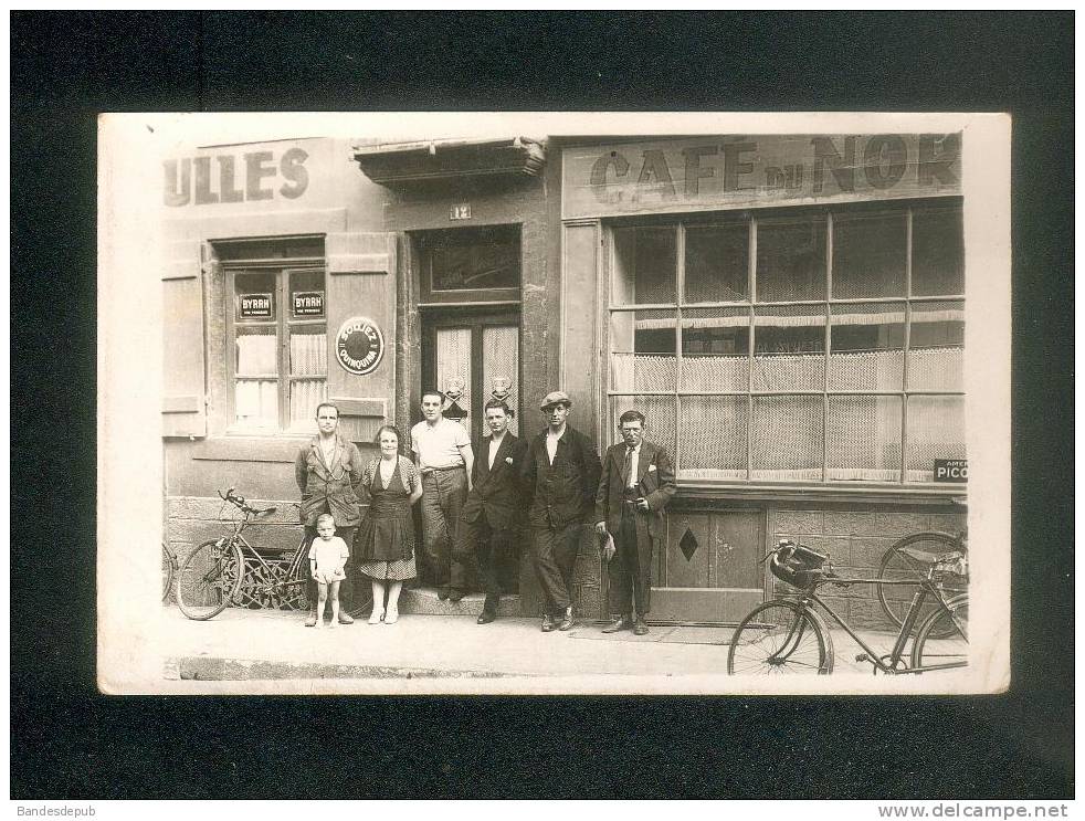 Carte Photo Non Située - Café Du Nord ( Animée Vélo Publicité Byrrh Quinquina Picon ... ) - Caffé