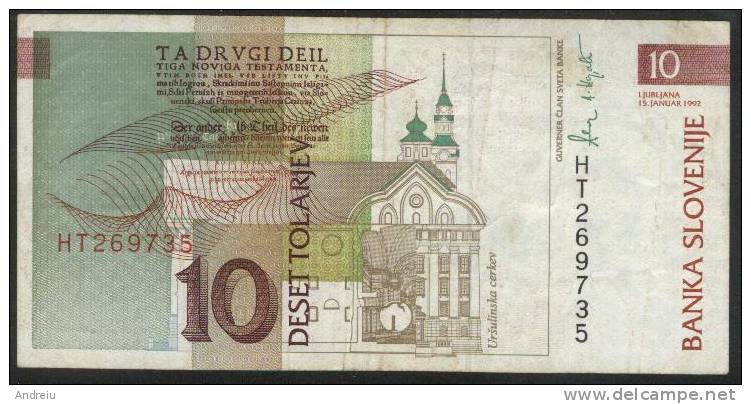 1992 SLOVENIJE SLOVENIE SLOVENIA 10 TOLARJEV TOLARS CIRCULATED Good State - Slovenia