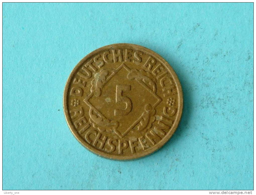 1935 J - 5 REICHSPFENNIG / KM 39 ( For Grade, Please See Photo ) ! - 5 Reichspfennig