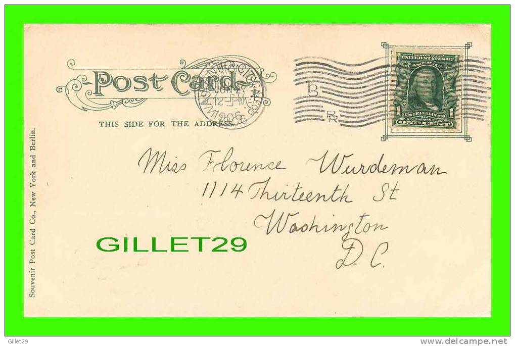 ATLANTIC CITY, NJ - HAULING THE SEINE - ANIMATED - TRAVEL IN 1906 - UNDIVIDED BACK - SOUVENIR POST CARD CO - - Atlantic City