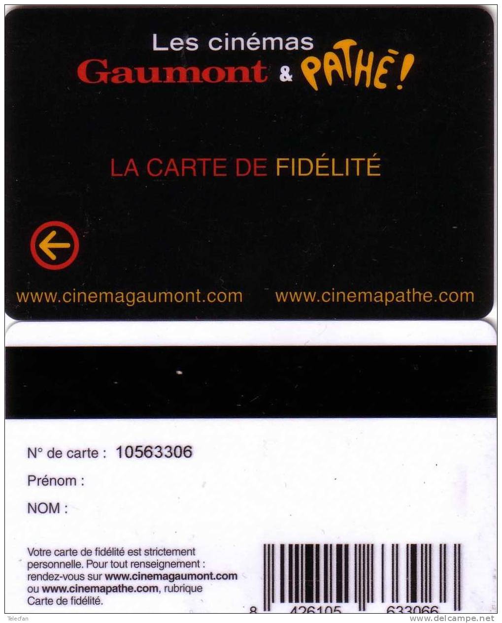 CINECARTE PATHE GAUMONT CARTE FIDELITE MAGNETIQUE NUMEROTEE NEUVE SUPERBE - Cinécartes