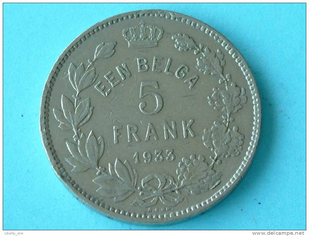 1933 VL B - 5 FRANK / EEN BELGA ( Morin 389b ) / ( For Grade, Please See Photo ) !! - 5 Francs & 1 Belga