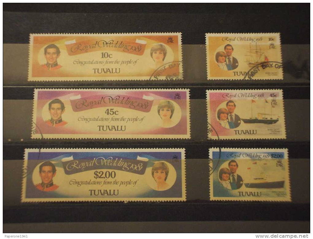 TUVALU - 1981 ROYAL WEDDING 6v. - TIMBRATI(used)-TEMATICHE - Tuvalu (fr. Elliceinseln)