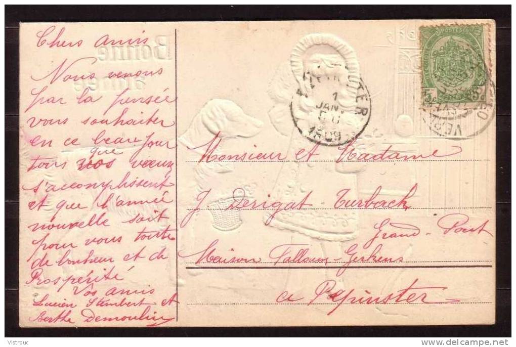 Fillette Avec Chien Et Fleurs - Circulé - Circulated - 1909. - Other & Unclassified