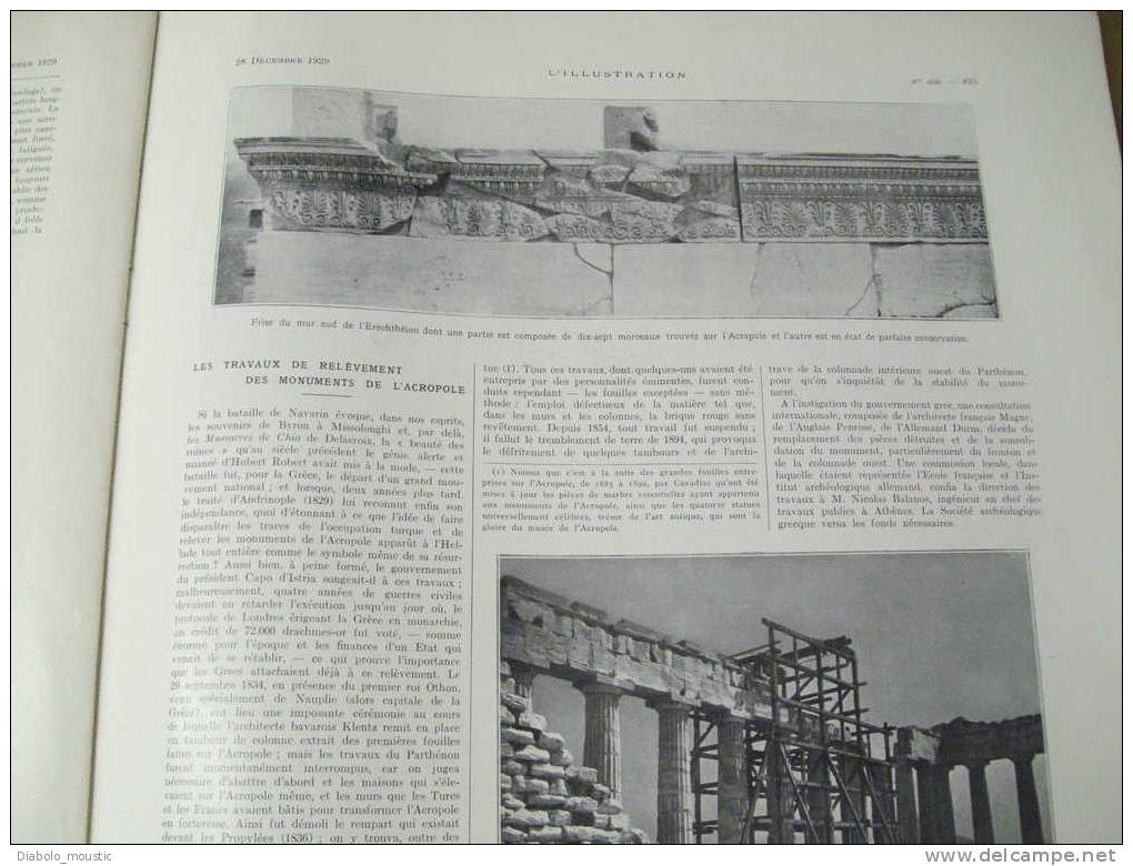 1929 :Emigration  EUROPE -->AMERIQUE ;Mussolini-lithe ;Porcelaine ;LES ASPRES ;Cinéma-Aviation; ACROPOLE ;8000 km direct