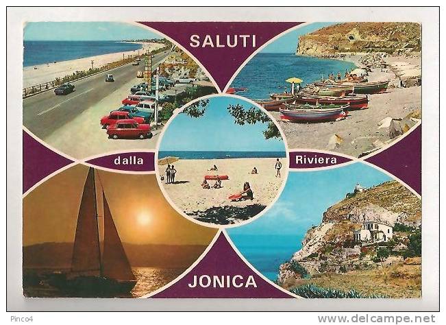 SALUTI DALLA RIVIERA JONICA VEDUTINE CARTOLINA FORMATO GRANDE SPEDITA DA BAGALADI - Altri & Non Classificati