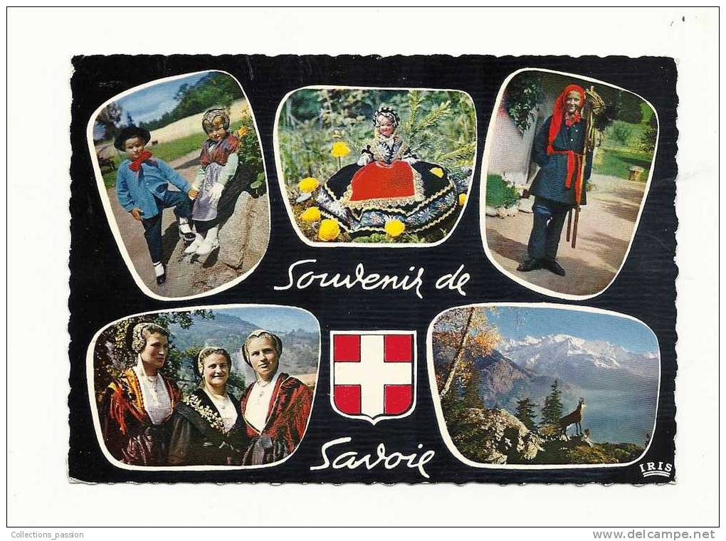 Cp, Rhône Alpes, Souvenir De Savoie, Multi-Vues, Voyagée 1962 - Rhône-Alpes