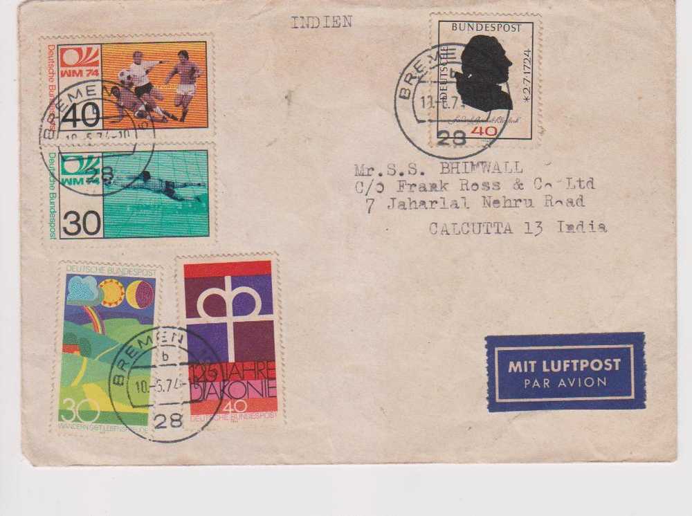 Germany Air Mail Cover, 1974, Football, Etc, As Scan - 1974 – Westdeutschland