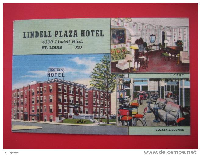 St Louis Mo   Multi View Lindell Plaza Hotel  1960 Cancel    Linen-    ---====ref 168 - St Louis – Missouri