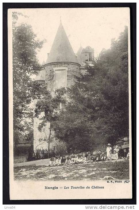 CPA  PRECURSEUR- FRANCE- NANGIS (77)- LES TOURELLES DU CHATEAU EN 1900 EN GROS PLAN AVEC TRES BELLE ANIMATION D'ENFANTS- - Nangis