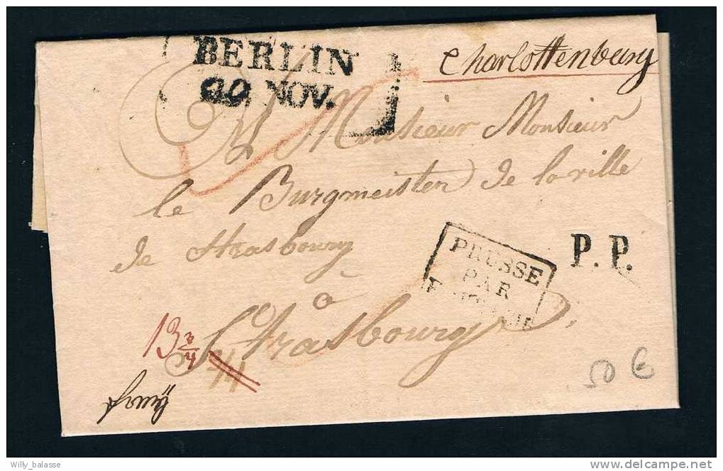 Allemagne Precurseur 1824 Lettre Avec Manuscrit "charlottenburg" + Marque "Berlin/20 Nov" + PP + Diverses Bonifications - Préphilatélie