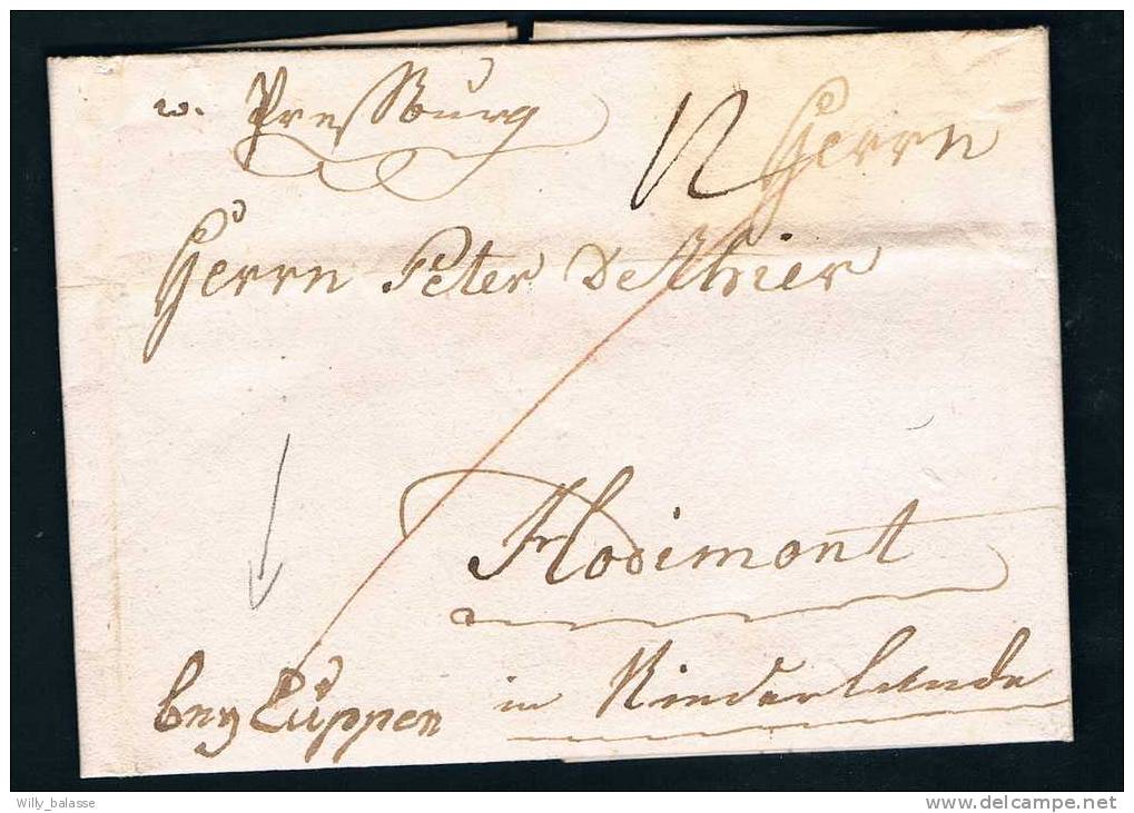 Allemagne Precurseur 1789 Lettre Avec Echantillons De Tissus Datee De Pruburg Avec Manuscrit "pruburg" +12 Pour Hodimont - Préphilatélie