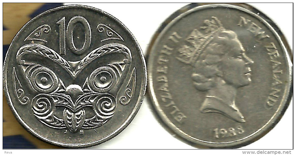 NEW ZEALAND 10 CENTS BUTTERFLY INSECT FRONT QEII HEAD BACK 1988 KM? READ DESCRIPTION CAREFULLY !!! - Nieuw-Zeeland