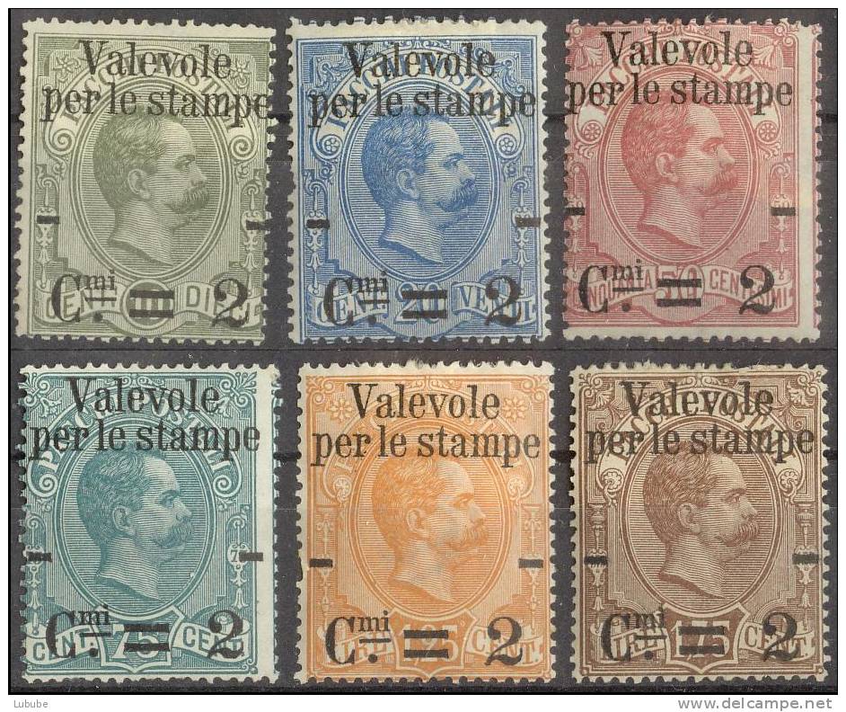 Umberto, Valvole Per Le Stampe, Serie * / (*)       1890 - Nuevos