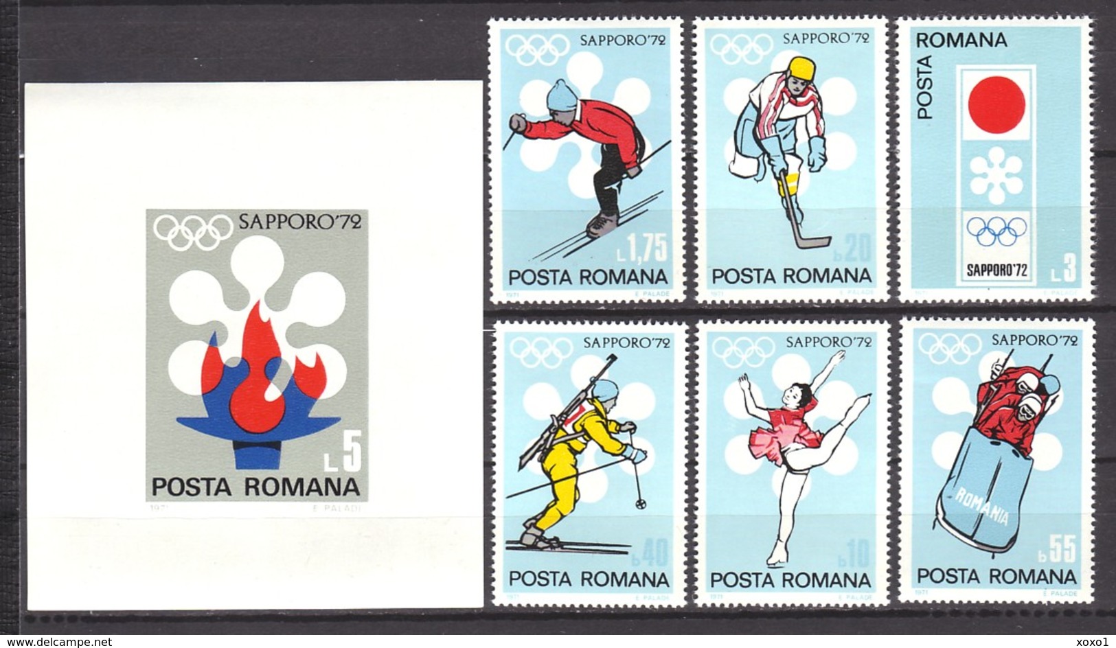 Romania 1971 MiNr. 2984 - 2989 Block 91 Rumänien Olympic Games Sapporo 6v+1bl MNH** 7,00 € - Winter 1972: Sapporo