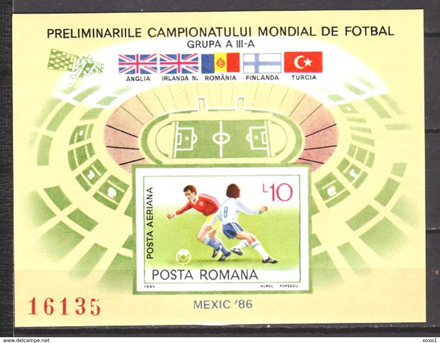 Romania 1985 MiNr. 4199(Block 219) Rumänien Football Soccer World Cup  Mexico 1bl MNH** 9,00 € - 1986 – Mexiko