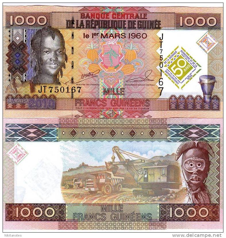 GUINEA 1000 1,000 FRANCS 2010 COMM. P NEW UNC - Equatoriaal-Guinea