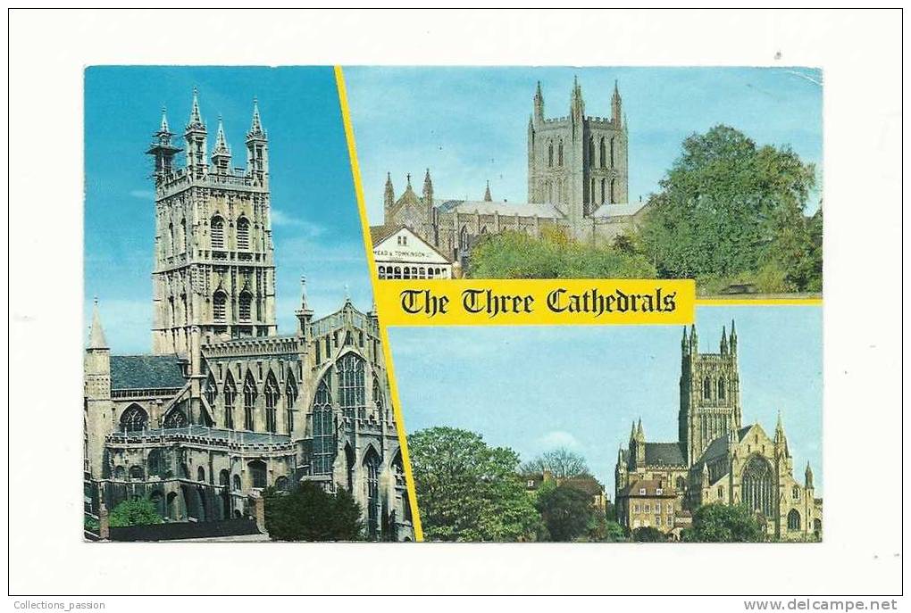 Cp, Angleterre, Gloucestershire, The Three Cathedrals, Multi-Vues, Voyagée - Autres & Non Classés