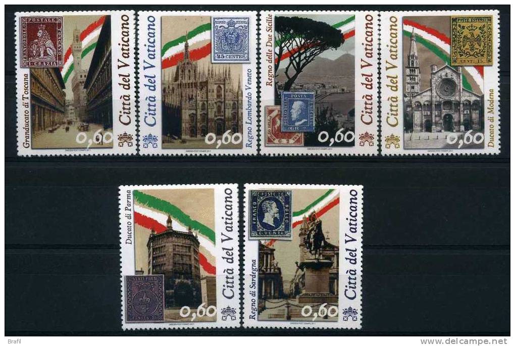 2011, Vaticano, 150° Anniversario Unità D'Italia 6 Valori , Serie Completa Nuova (**) - Unused Stamps