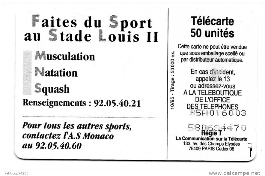 TELECARTE   MONACO-STADE LOUIS II - Monace