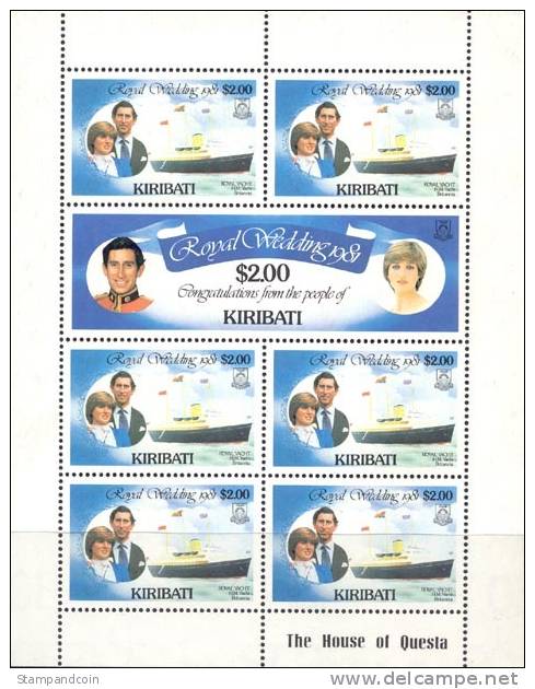 Kiribati #377-78 Mint Never Hinged Charles/Diana Wedding Sheet Of 7 From 1981 - Kiribati (1979-...)