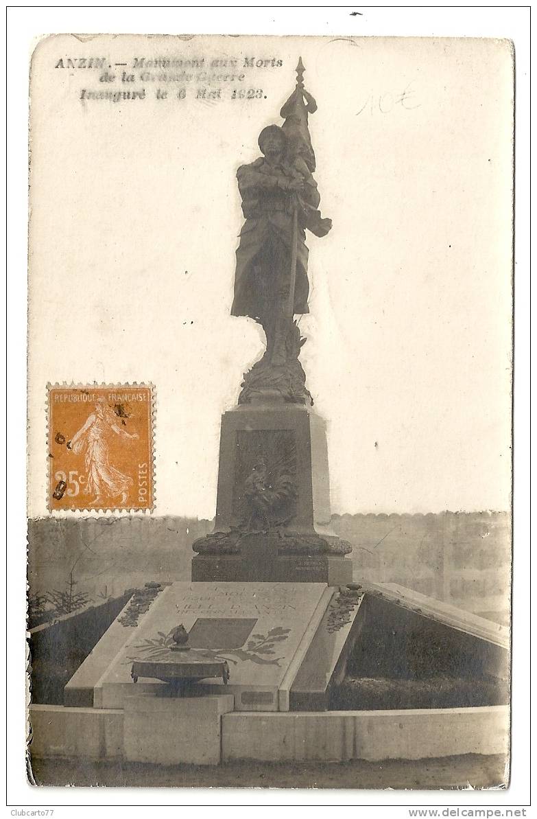 Anzin (59) : Inauguration Du Monument Aux Morts CP Commémorative En 1923. CARTE PHOTO RARE - Arleux