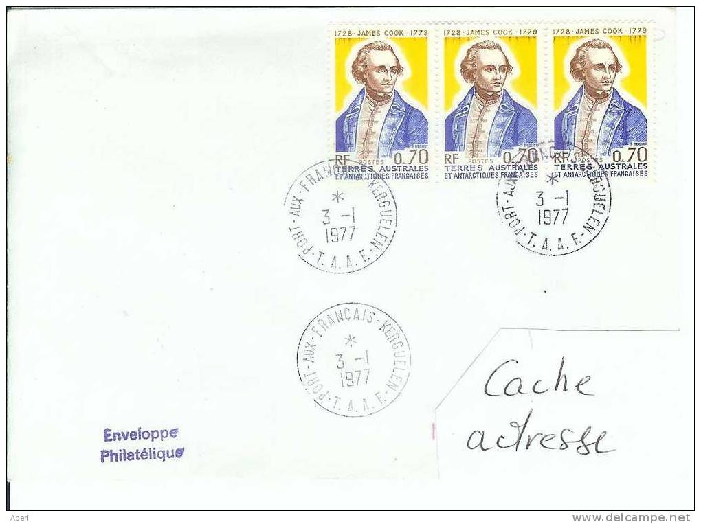 6204  ,N° 63 X 3 - JAMES COOK - KERGUELEN - 1977 - Lettres & Documents