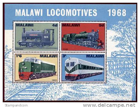 Malawi #90a Mint Never Hinged Train Souvenir Sheet From 1968 - Malawi (1964-...)