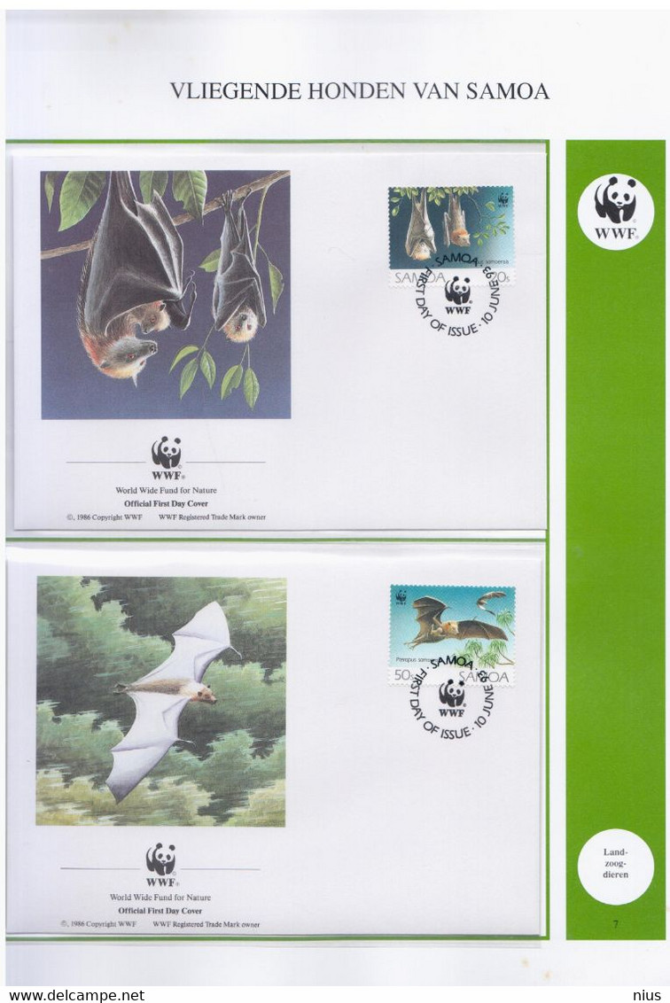 Samoa 1993 WWF W. W. F. set of mint stmps + set of FDC's Fruit Bats bat Vliegende Honden fauna