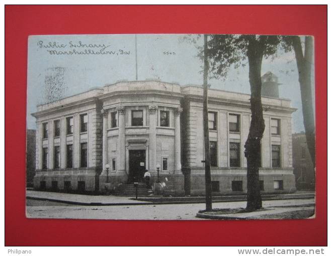 Marshalltown Ia   Public Library  1910 Cancel     === Ref 170 - Iowa City