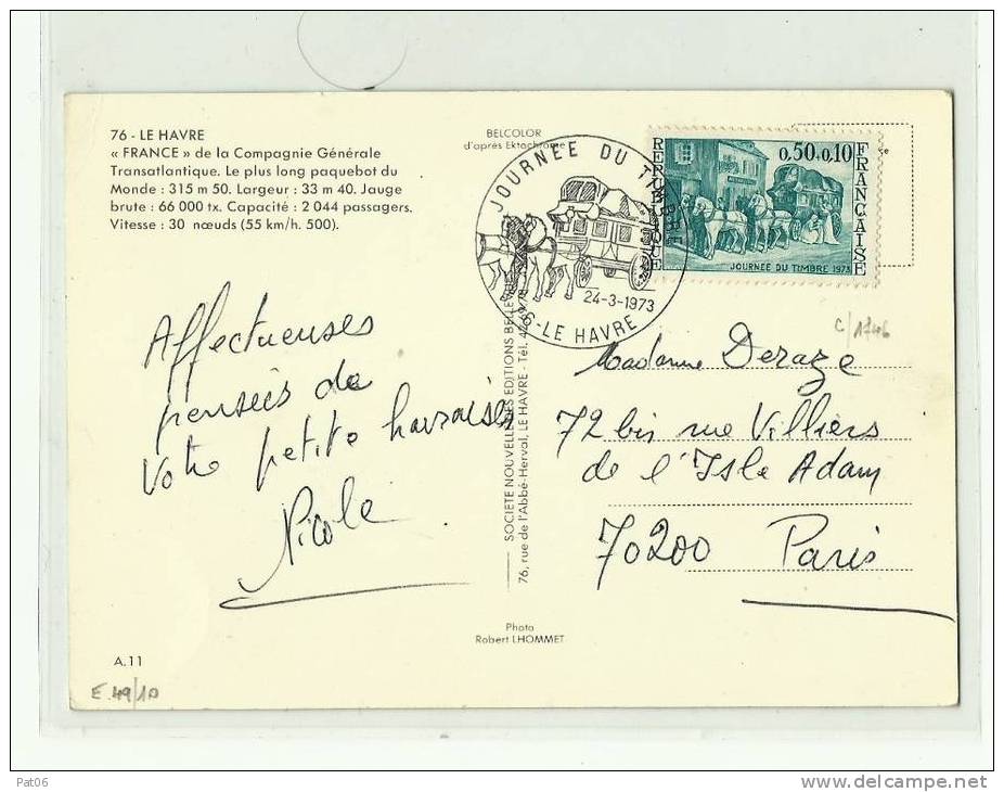 76    SEINE Mme LE HAVRE »1C. GF Illustré  JOURNEE DU TIMBRE - Tag Der Briefmarke