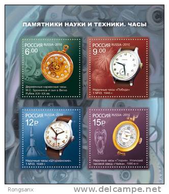 2010 Russia Watches. S/S Of 4v - Blocks & Sheetlets & Panes