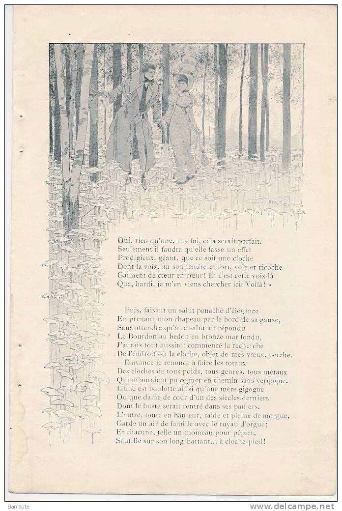 Feuillet Poesie D'Amour De 1911 " Au Royaume Des CLOCHES " Par Marcel SILVER . - French Authors