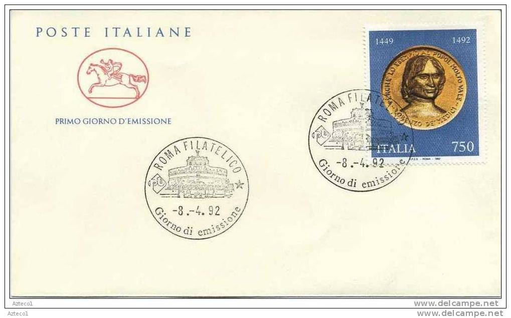 ITALIA - FDC  CAVALLINO  1992 -  LORENZO IL MAGNIFICO - FDC