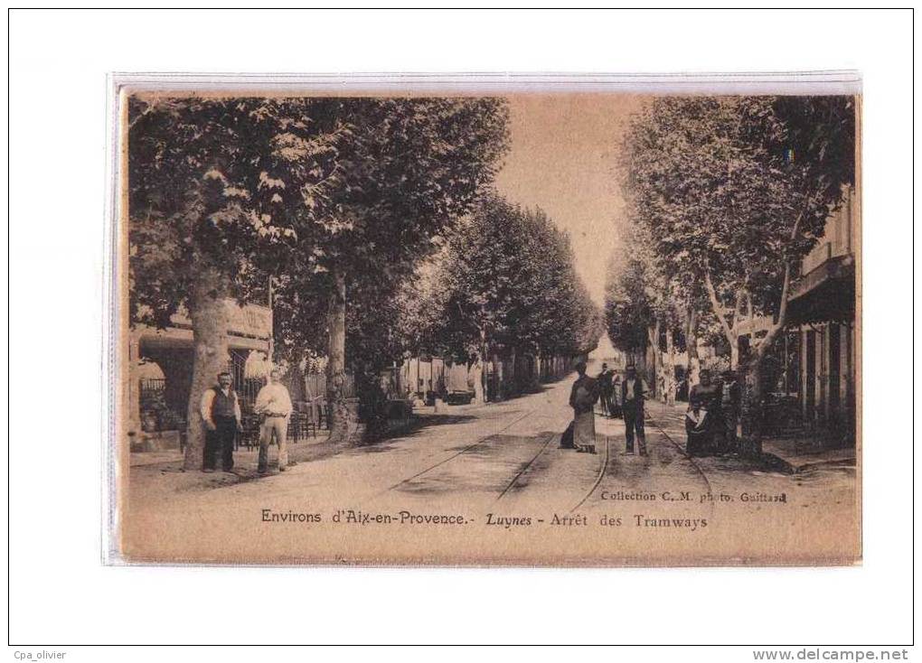 13 LUYNES Arret Des Tramways, Animée, Station De Tramway, Ed CM, Environs D'Aix En Provence, 1908 - Luynes