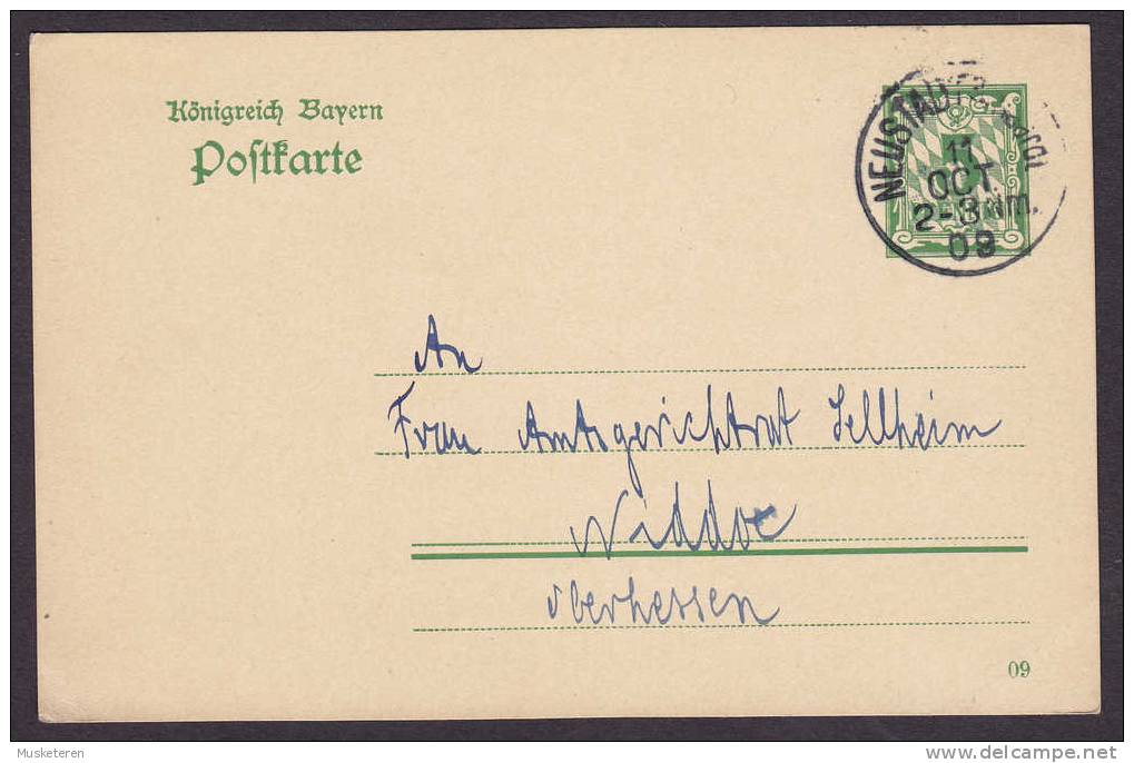 Bayern Postal Stationery Ganzsache Entier NEUSTADT 1909 To WIDDOE (Hessen) (2 Scans) - Postal  Stationery