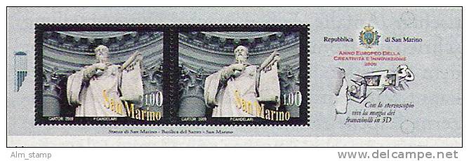 2009 SAN MARINO EUROPEAN YEAR OF CREATIVITY  3 D Mi. Bl. 43-45 ** MNH 3D - Blocks & Sheetlets