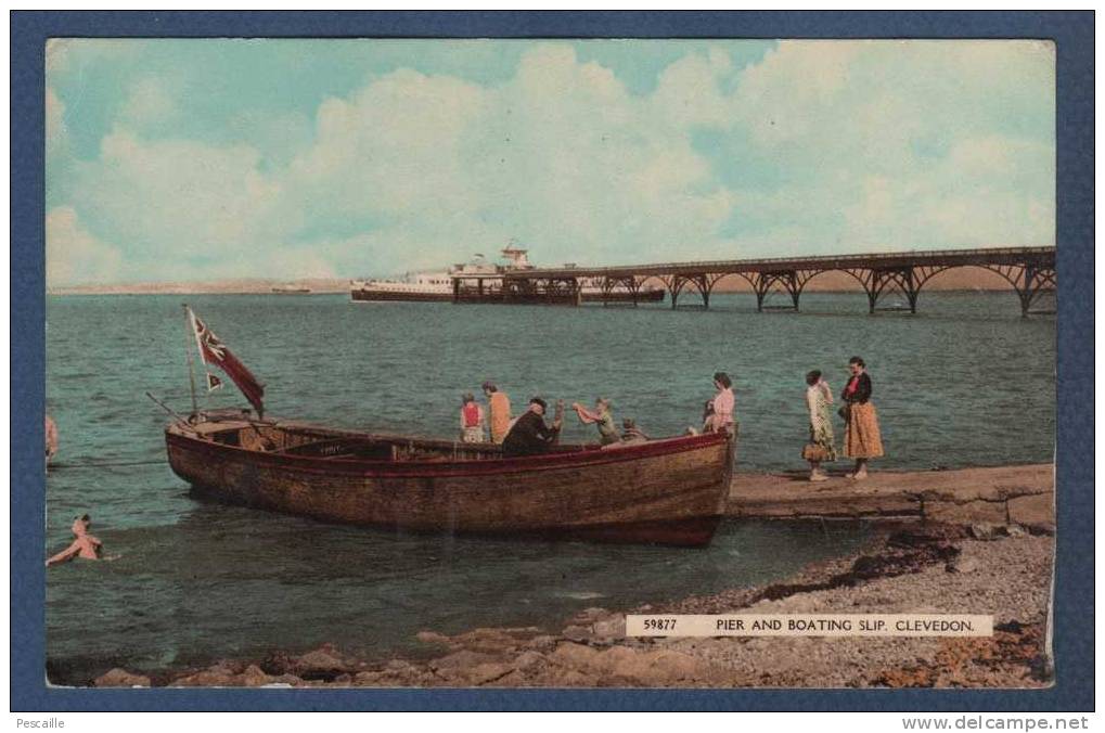 SOMERSET - CP PIER AND BOATING SLIP - CLEVEDON - ANIMATION - 59877 HARVEY BARTON AND SON LTD ABERDEEN & BRISTOL - Altri & Non Classificati