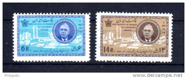 Iran 1963, Voyage Officiel Du Président De Gaulle, Yv.  1039 / 1040**, Cote 15,50 €, - De Gaulle (Général)