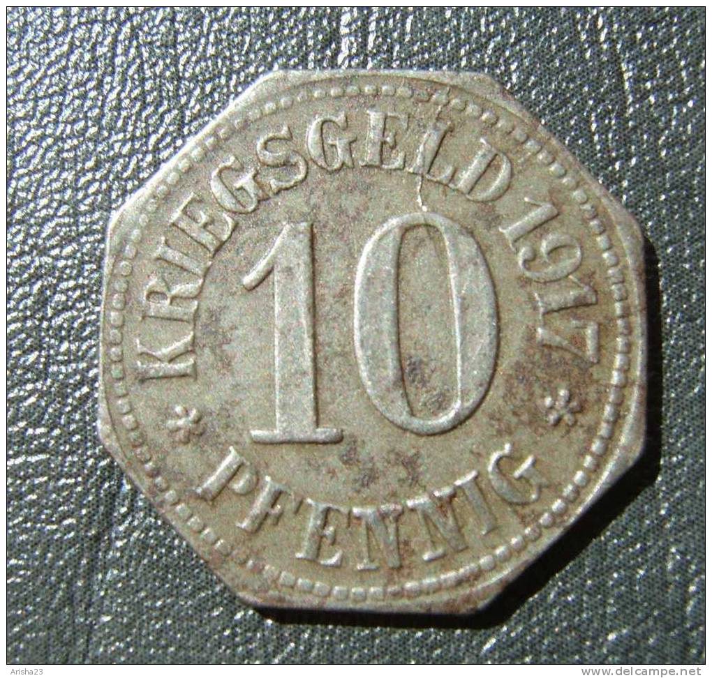 Germany Notgeld German Empire 10 Pfennig Kriegsgeld 1917 - Residenzstadt Wiesbaden - 10 Pfennig