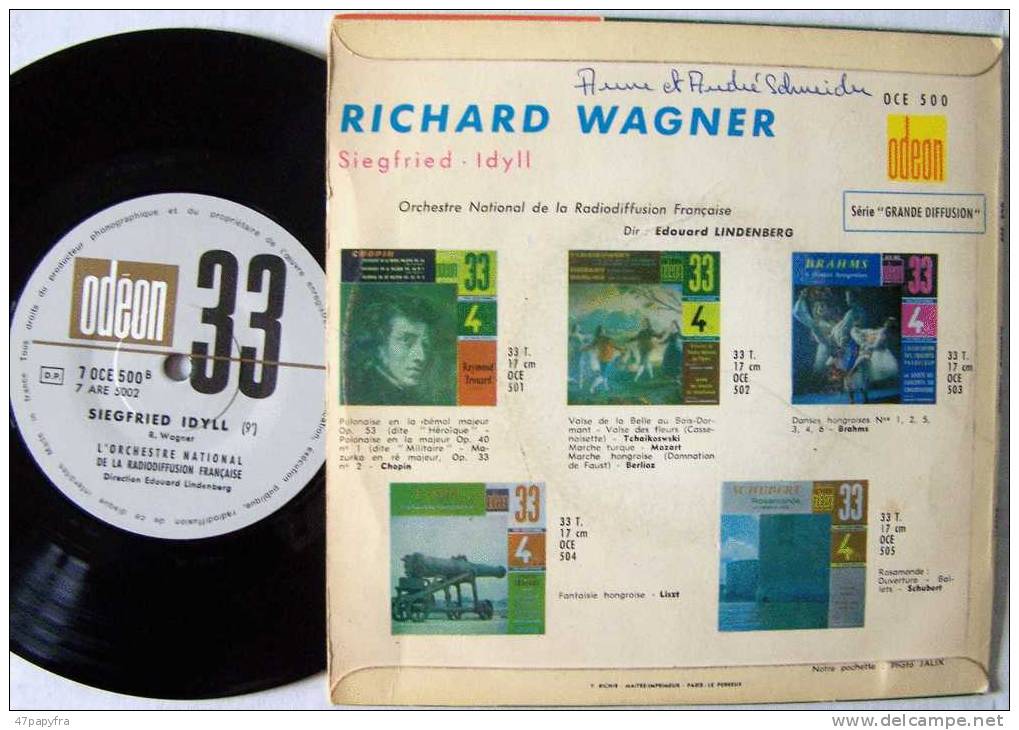 Richard WAGNER  Siegfried - Idyll  RARE 33T ODEON EP ORIGINAL Format 45T En Parfait état. MINT - Classique