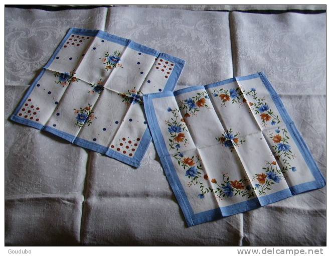 Six Mouchoirs Coton à Motifs Fleuris Et Trois Couleurs état Du Neuf. - Handkerchiefs